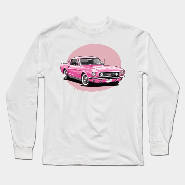 Pink Classic Barbie Car Long Sleeve T-Shirt by VENZ0LIC